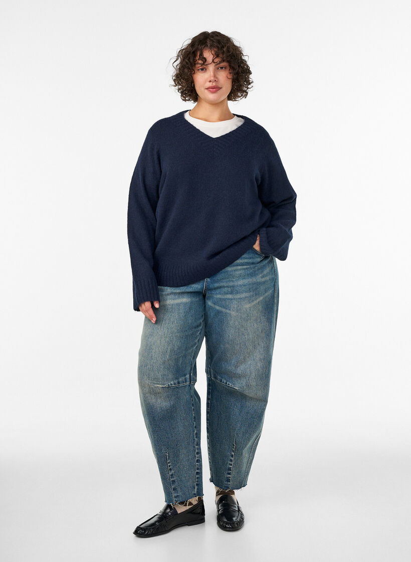 V-neck jumper, Blue, Model image number 1