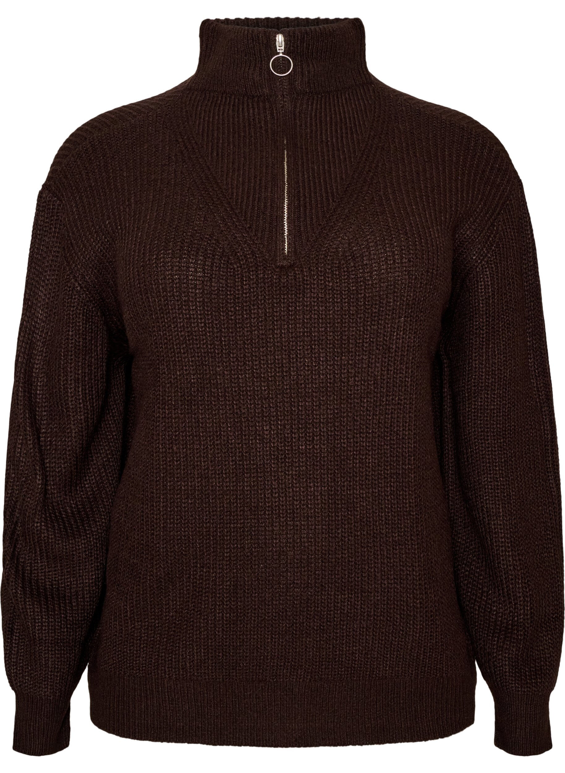 FLASH - Knitted sweater with high neck and zipper