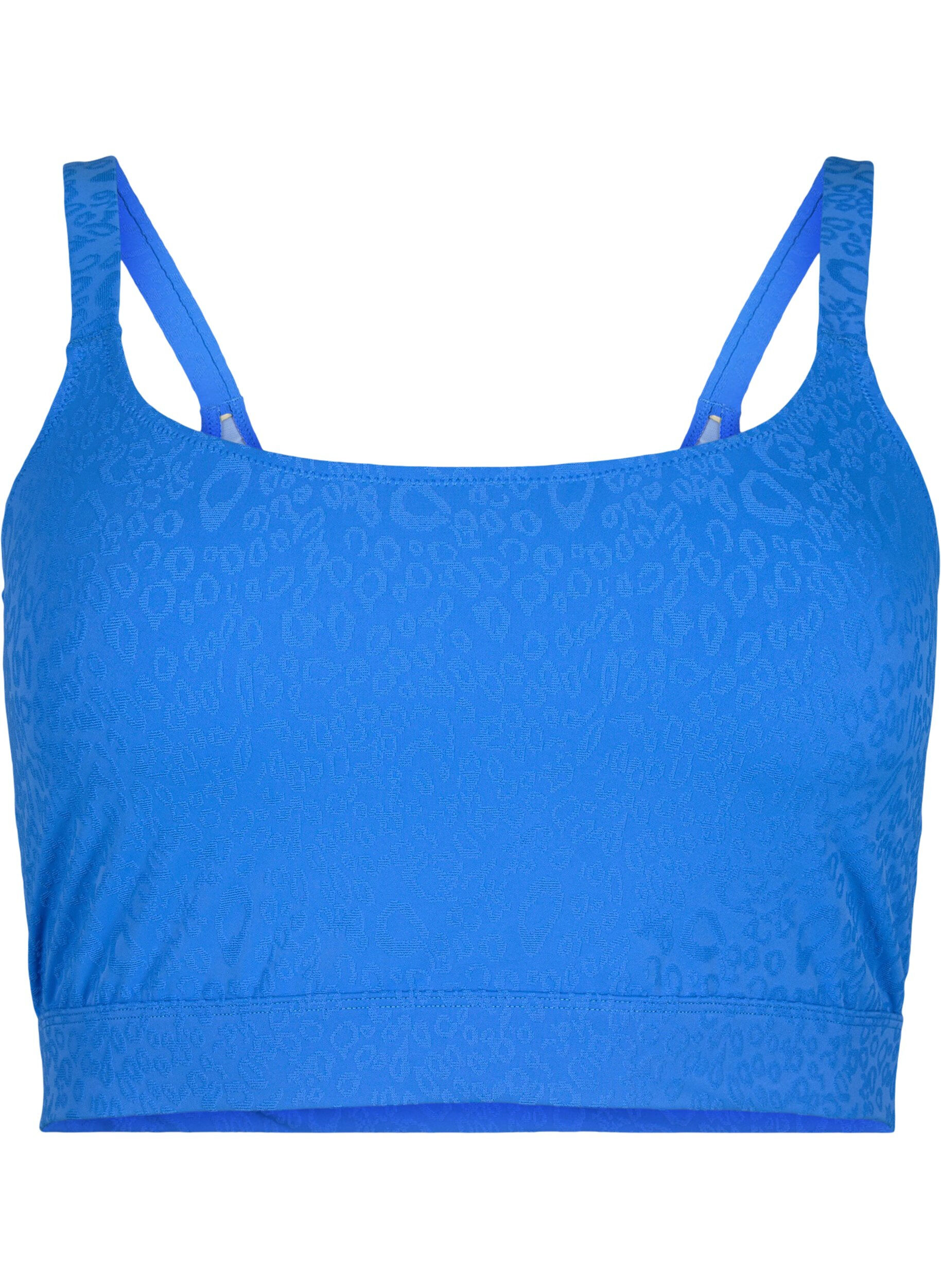 Zizzifashion Leo-textured bikini top, Palace Blue, Packshot image number 0