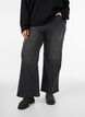 Wide fit jeans with vertical denim details, Dark Grey, Model image number 3