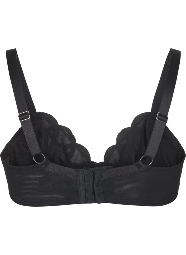 Balconette bra with graphic lace, Black, Packshot