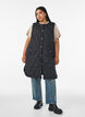 Long quilted gilet with press studs, Black, Model image number 1