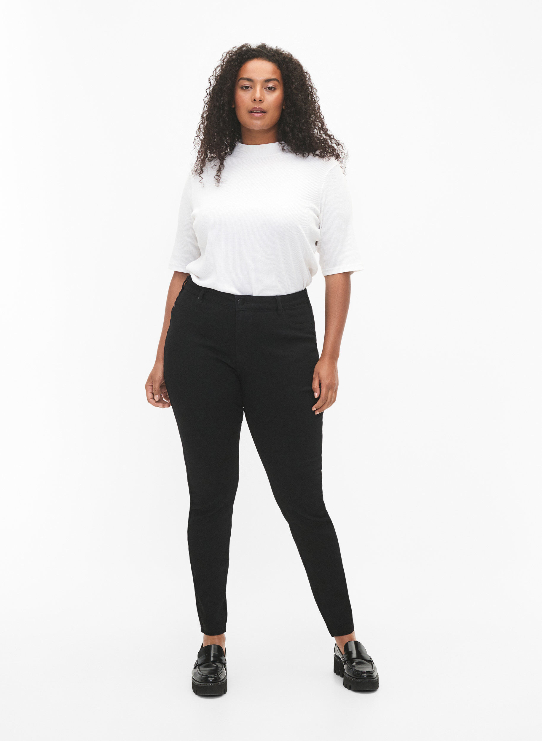 Jeggings in cotton blend, Black, Model