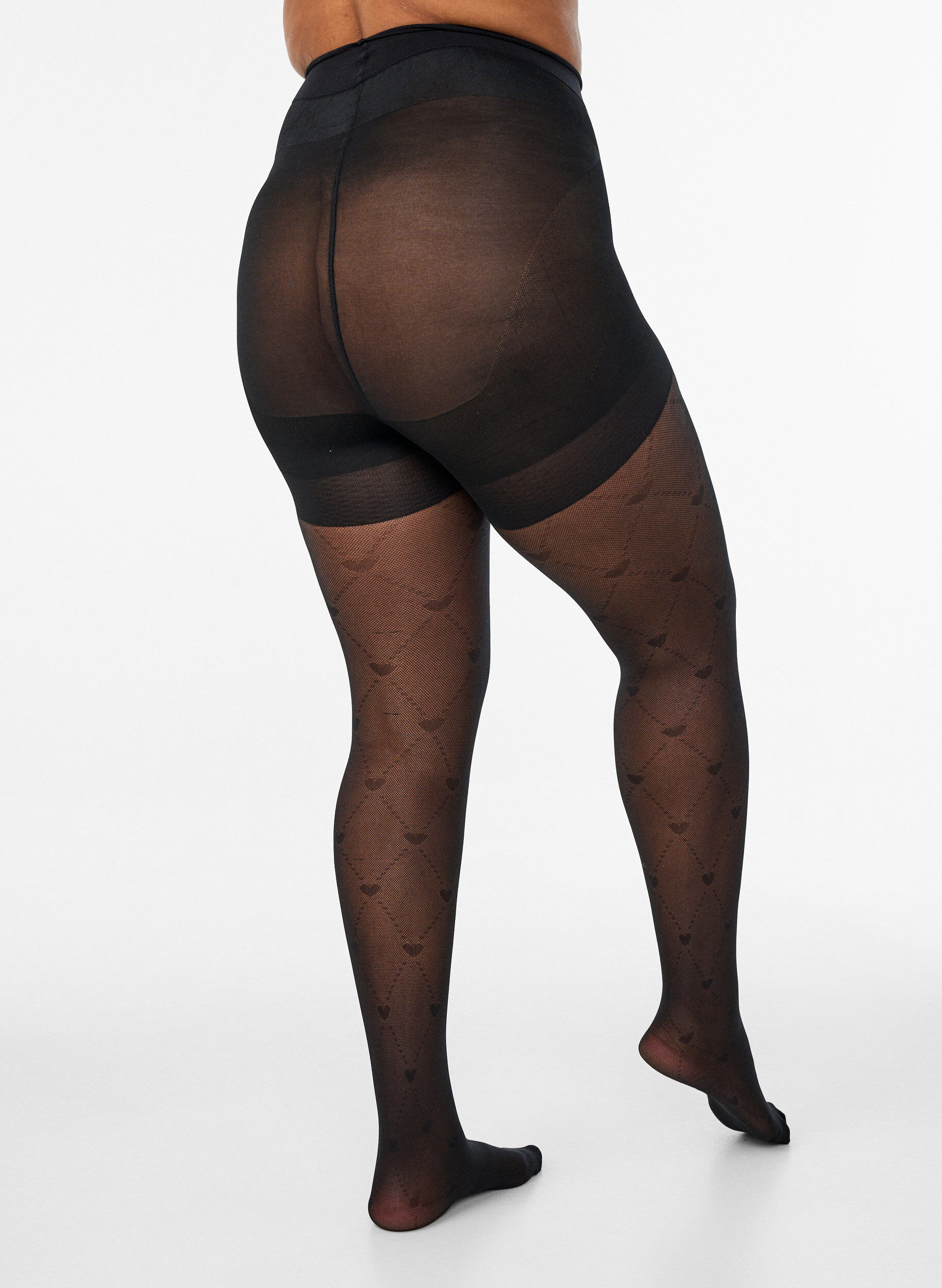 ZizzifashionPush-up tights 50 denier with heart pattern, Black, Model image number 1