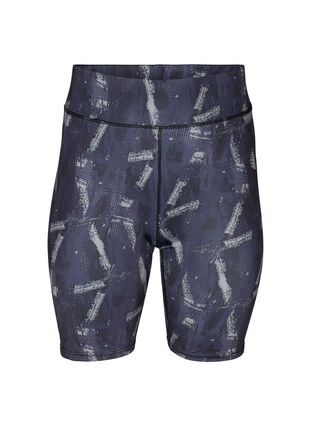Close-fitting exercise shorts with print, Geo Print, Packshot image number 0