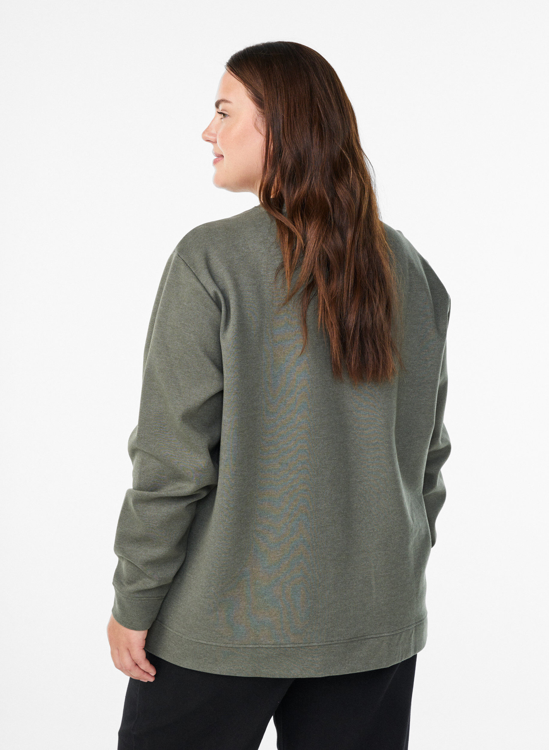 Zizzifashion Sweatshirt with crew neck, Green, Model image number 2