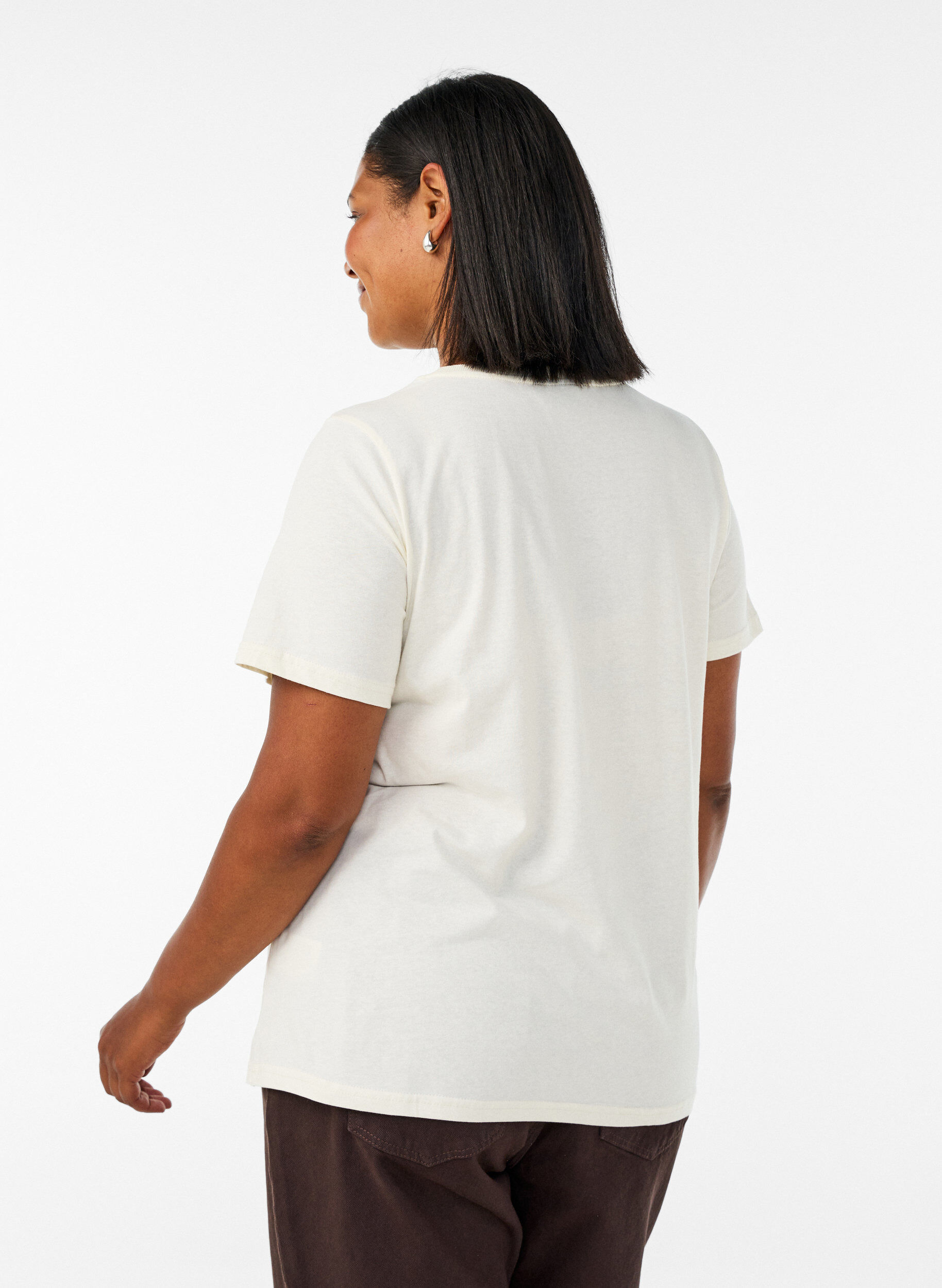 ZizzifashionCotton T-shirt with print, Vanilla, Model image number 2