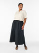 Midi skirt with an elasticated waist, Black, Model image number 1