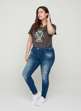 Extra slim Sanna jeans with a regular waist, Dark blue denim, Model image number 0