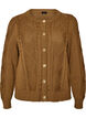 Cable-knit cardigan with decorative buttons, Brown, Packshot image number 0