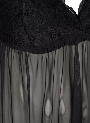 Nightdress with lace top, Black, Packshot image number 2