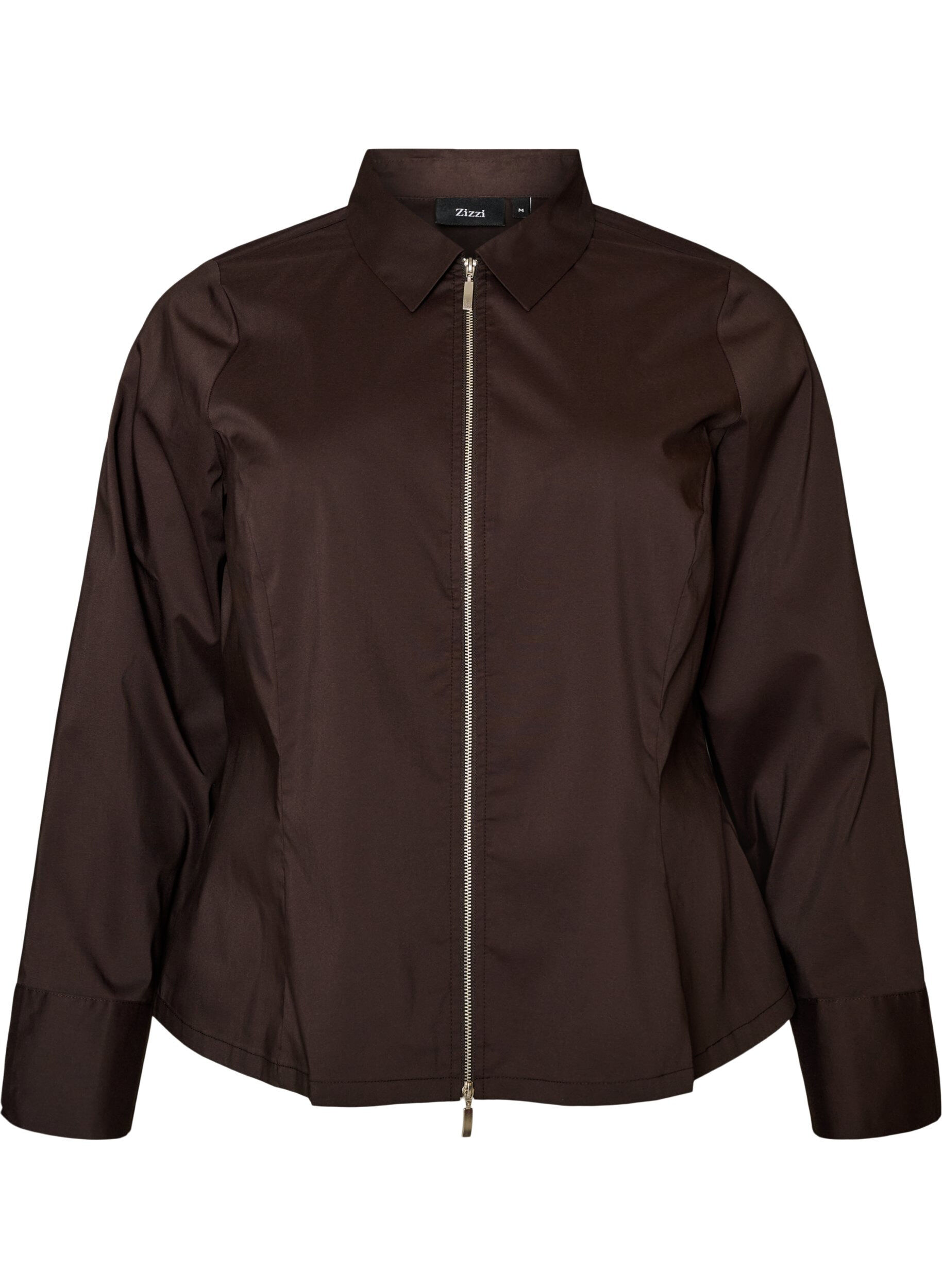 ZizzifashionShort shirt with a two-way zip, Brown, Packshot image number 0