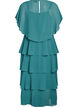 Maxi dress with ruffle layers and detachable cape, Green, Packshot image number 1