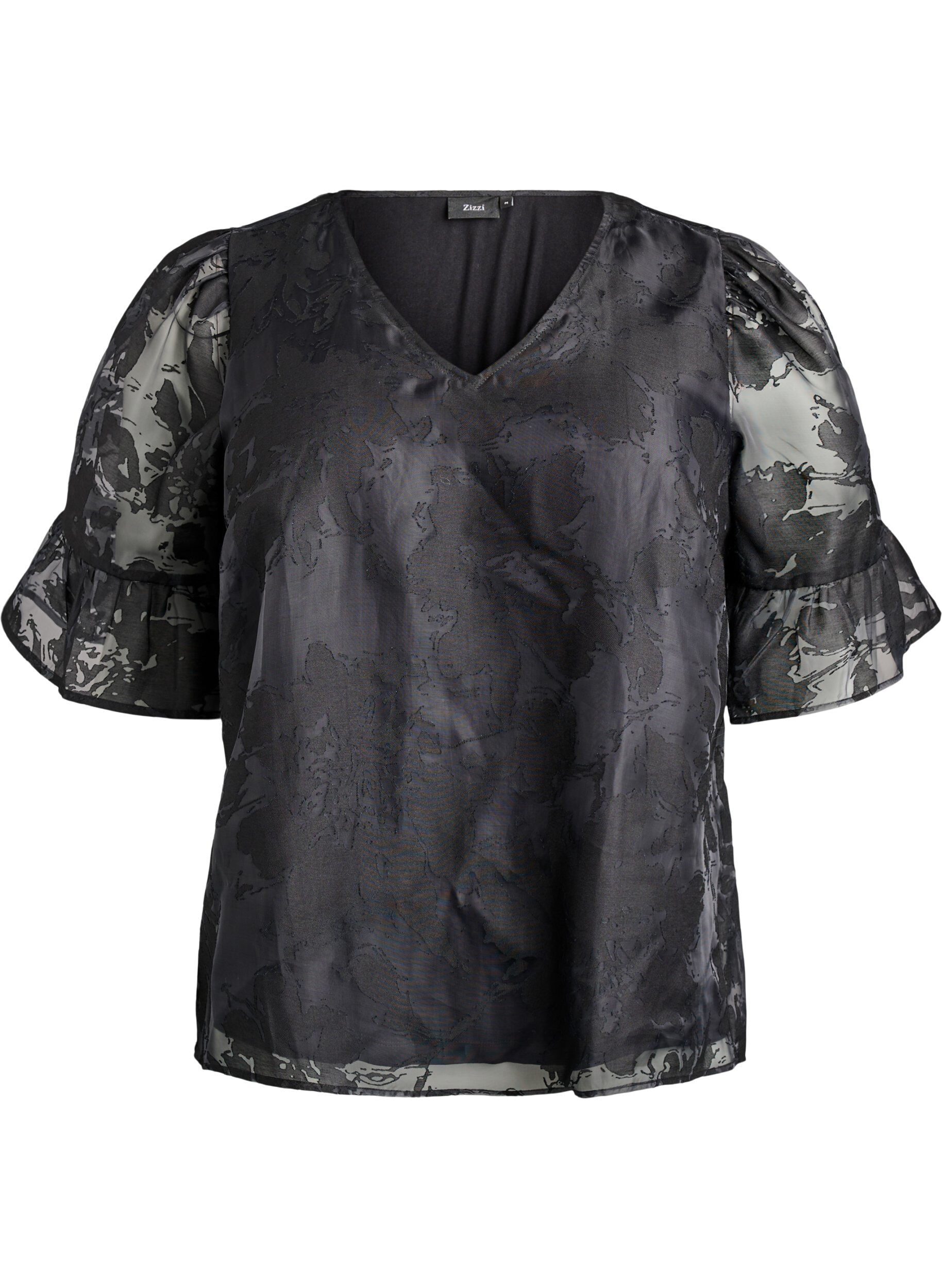 Organza-look party blouse with a tone-on-tone pattern