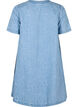 Short denim dress with an A-line cut and floral pattern, Light Blue, Packshot image number 1