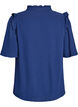 Blouse in cotton muslin with broderie anglaise and 1/2 sleeves, Blue, Packshot image number 1
