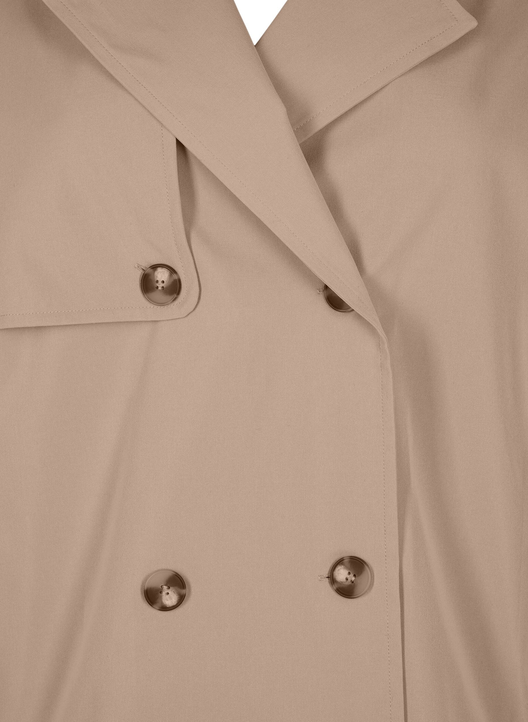 Zizzifashion Short trench coat with classic details, Grey, Packshot image number 2