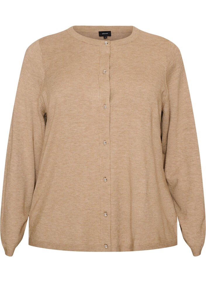 Cardigan with round buttons, Beige, Packshot image number 0
