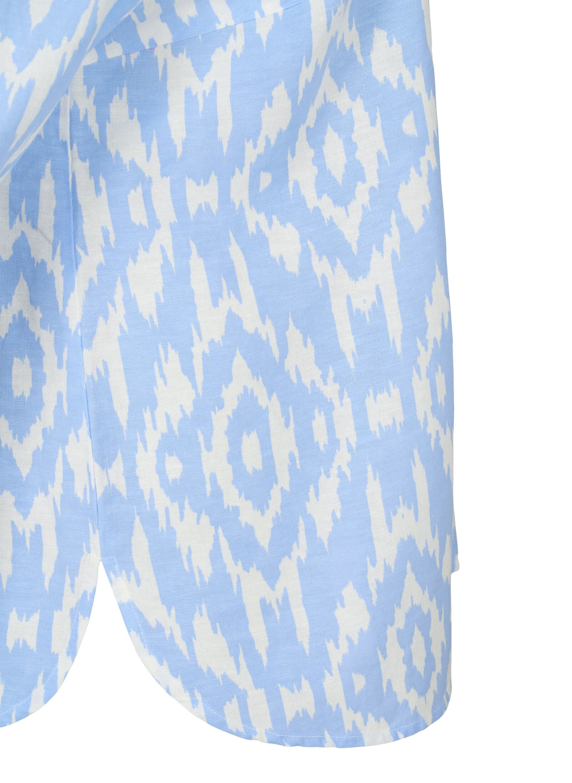 Zizzifashion Patterned shirt with linen, Serenity AOP, Packshot image number 3