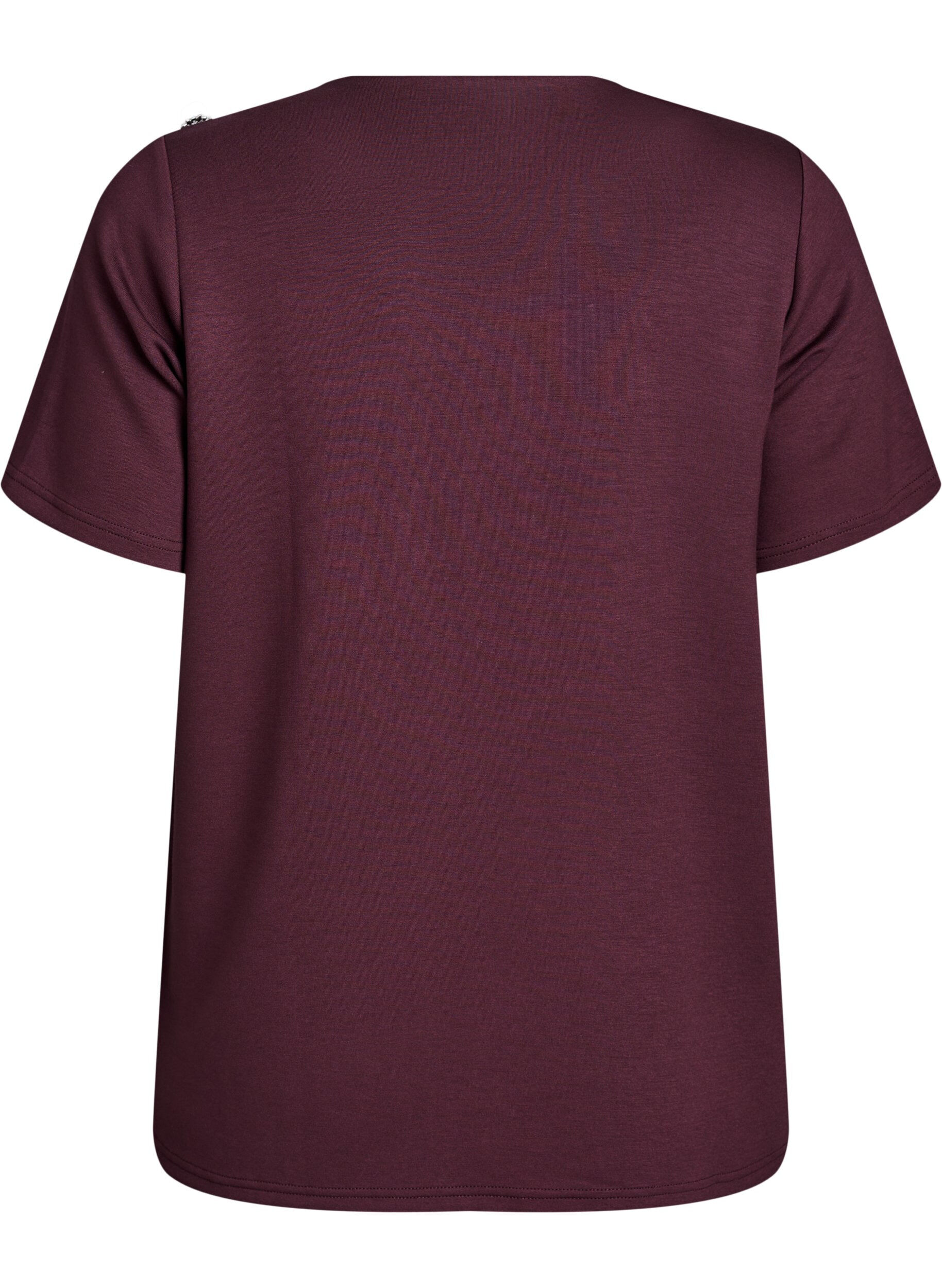 Zizzifashion Short sleeve blouse with a button detail, Dark Bordeaux, Packshot image number 1