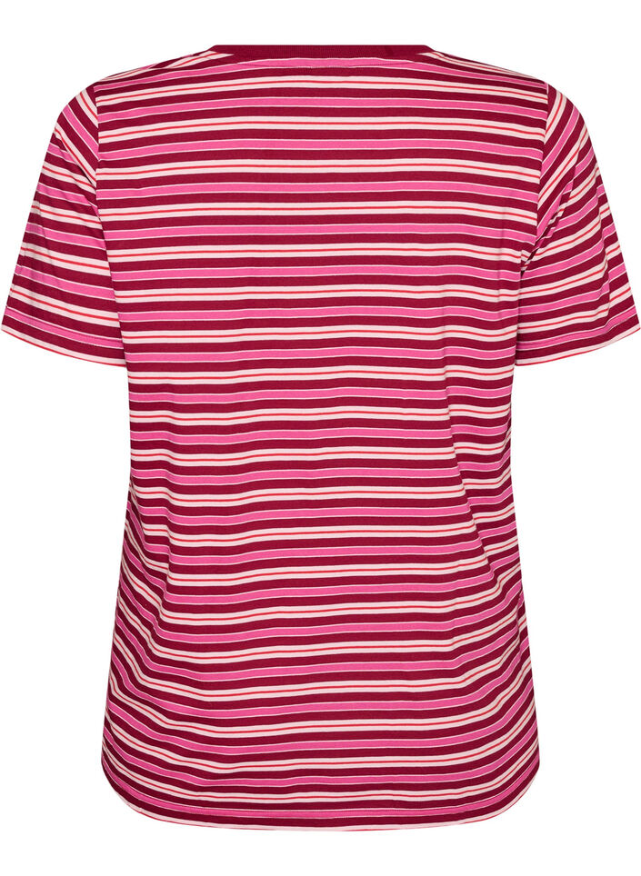 Striped organic cotton T-shirt, Red, Packshot image number 1