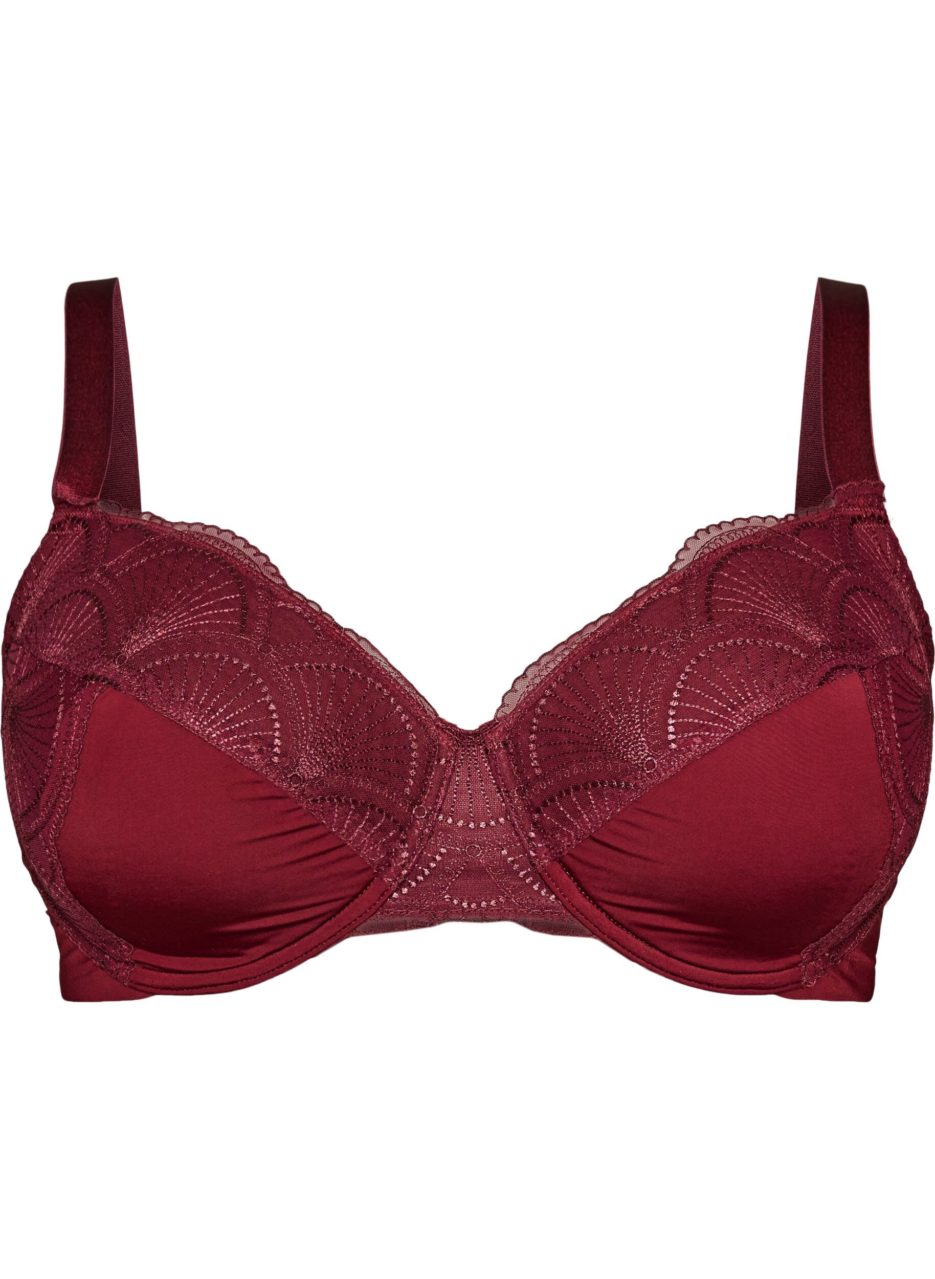 ZizzifashionPadded underwired bra with lace and U-back, Red, Packshot image number 0