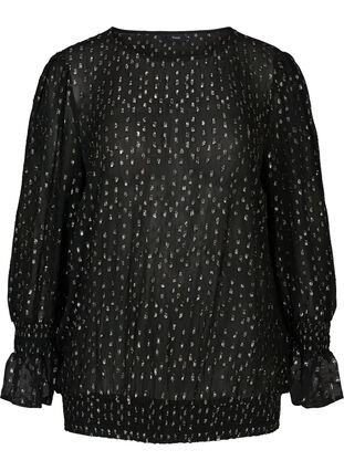 Viscose blouse with silver details, Black, Packshot image number 0