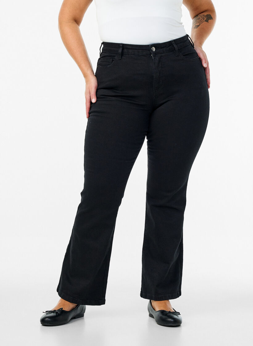 Ellen bootcut jeans with high waist, Black, Model image number 2
