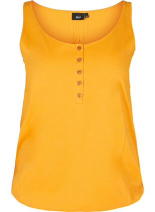 Top with a round neckline and buttons, Mineral Yellow, Packshot image number 0