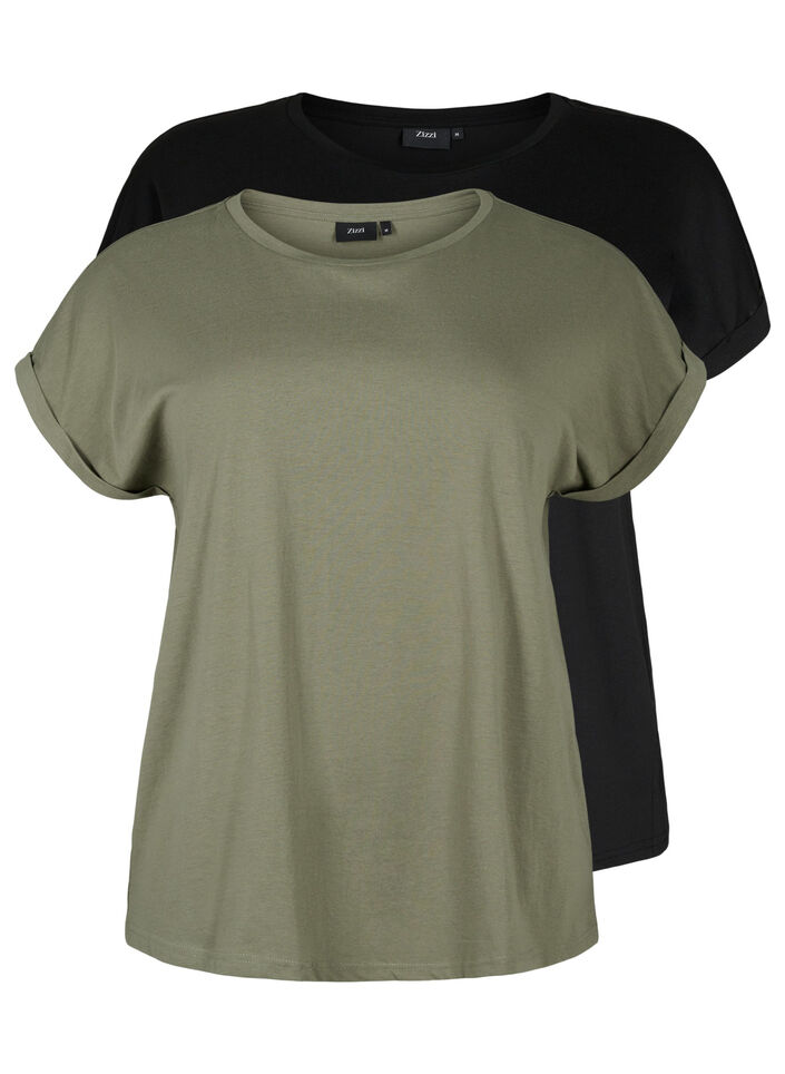 2-pack short-sleeved t-shirts, Green, Packshot image number 0