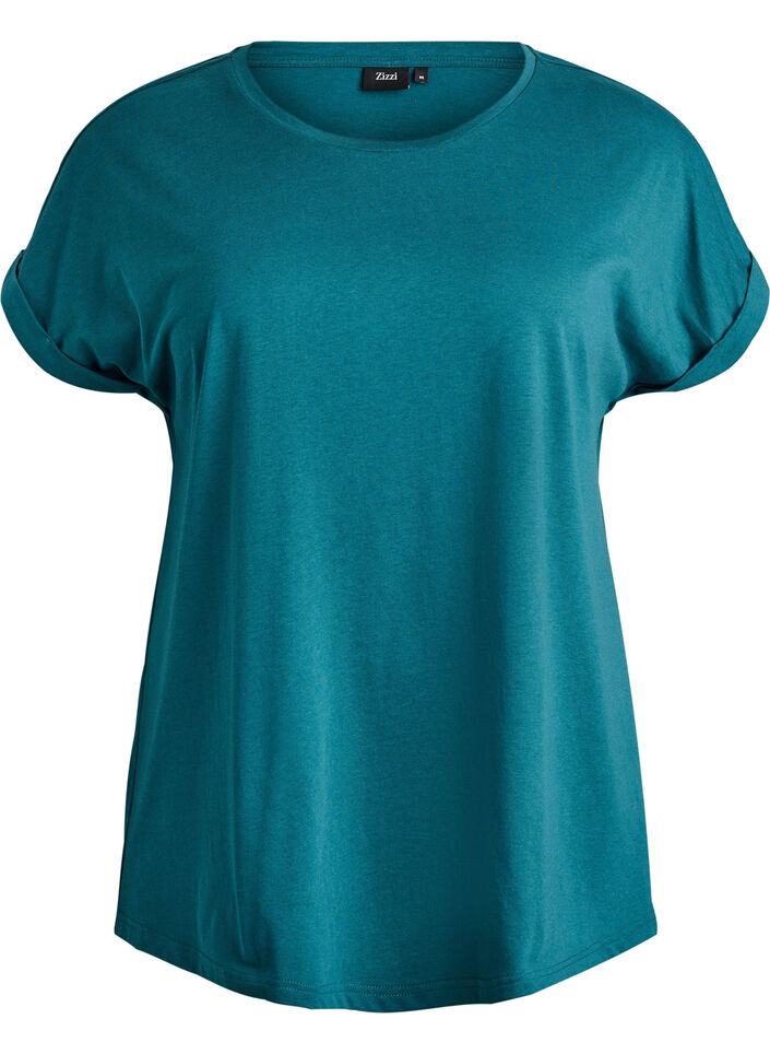 Short-sleeved cotton blend t-shirt, Green, Packshot image number 0