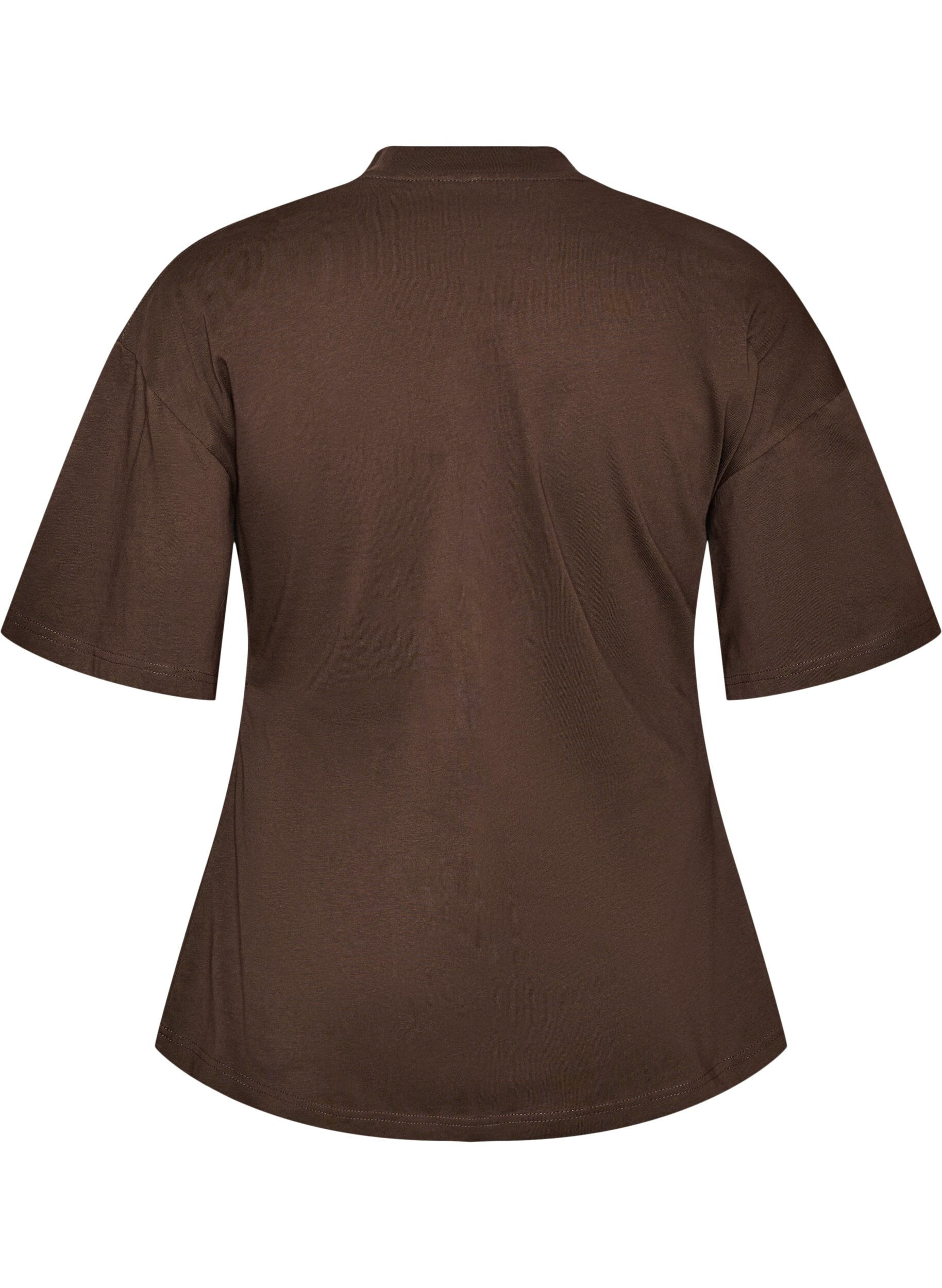 ZizzifashionT-shirt with draped detail, Brown, Packshot image number 1
