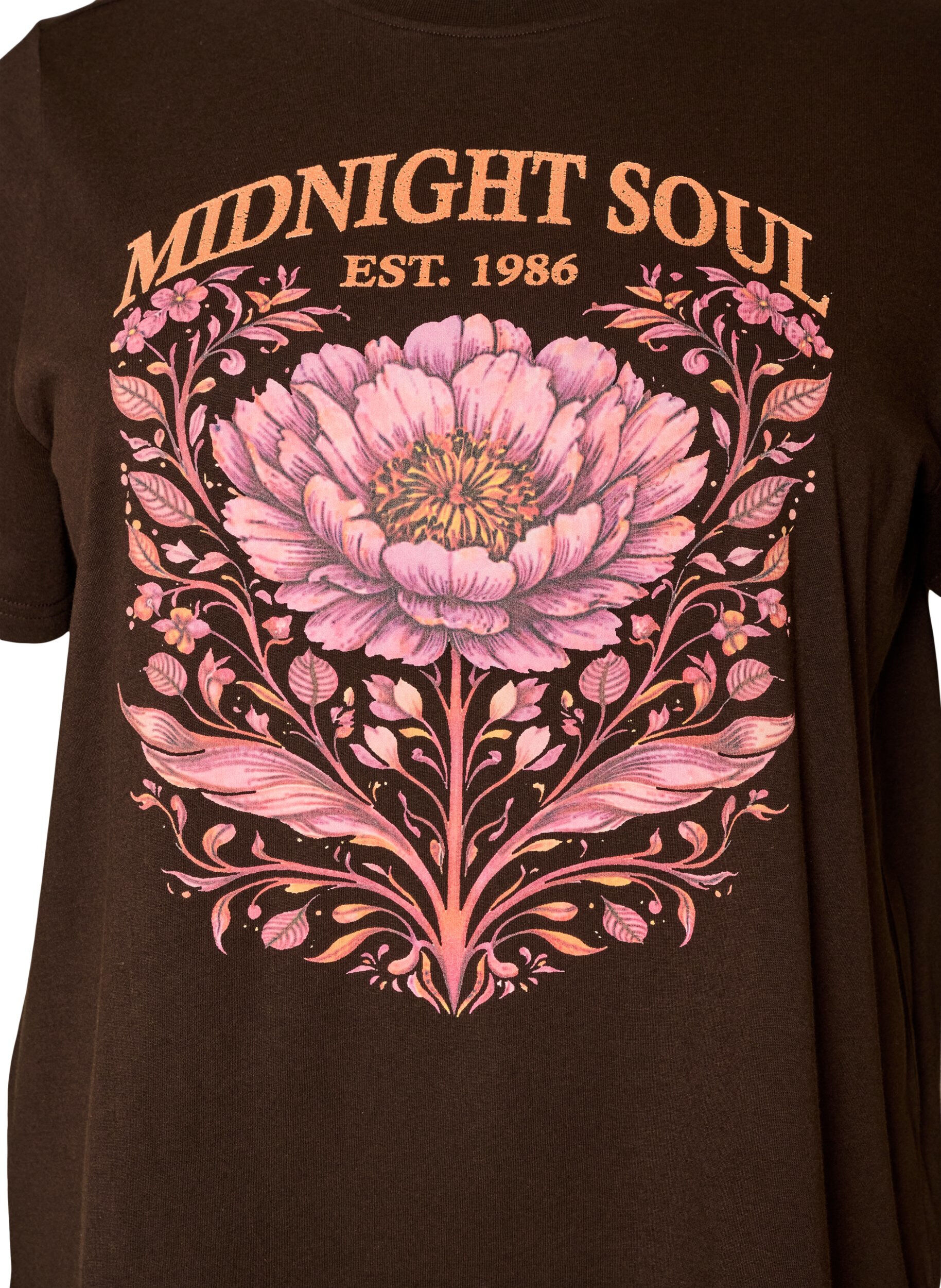 ZizzifashionOrganic cotton T-shirt with front print, Brown, Packshot image number 2
