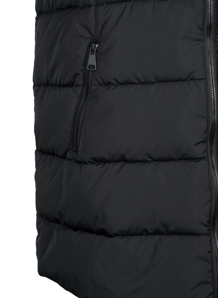Long vest with hood and pockets, Black, Packshot image number 3