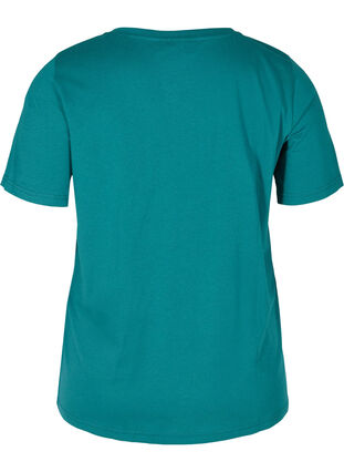 Organic cotton T-shirt with V-neckline, Pacific, Packshot image number 1