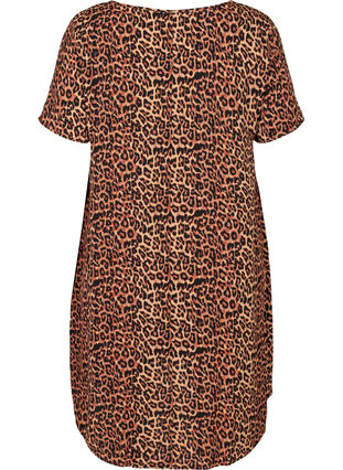Short-sleeved tunic with a round neck, Leopard AOP, Packshot image number 1