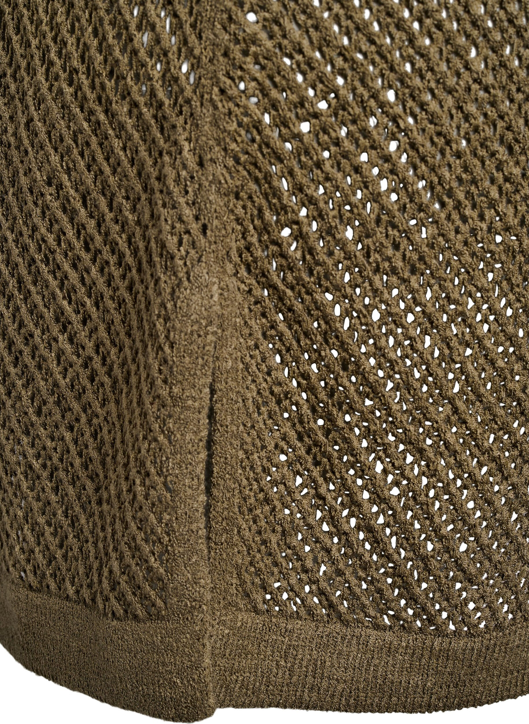 Zizzifashion FLASH - Short-sleeved knitted blouse with v-neck, Green, Packshot image number 3