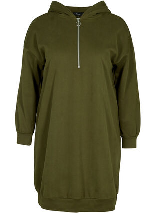Sweater dress with a hood and zip, Green Ass, Packshot image number 0