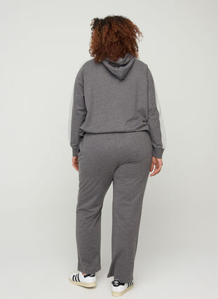 Sweatpants with wide legs and pockets, Dark Grey Melange, Model image number 0