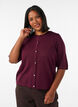 Knit cardigan with heart buttons and short sleeves, Red, Model image number 0