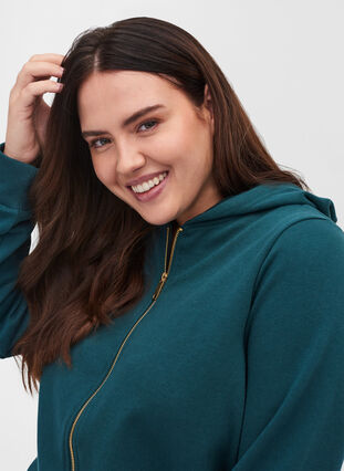 Jumpsuit with hood and zip, Deep Teal, Model image number 2