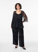 Lace top with tie detail and 3/4 sleeves, Black, Model image number 1