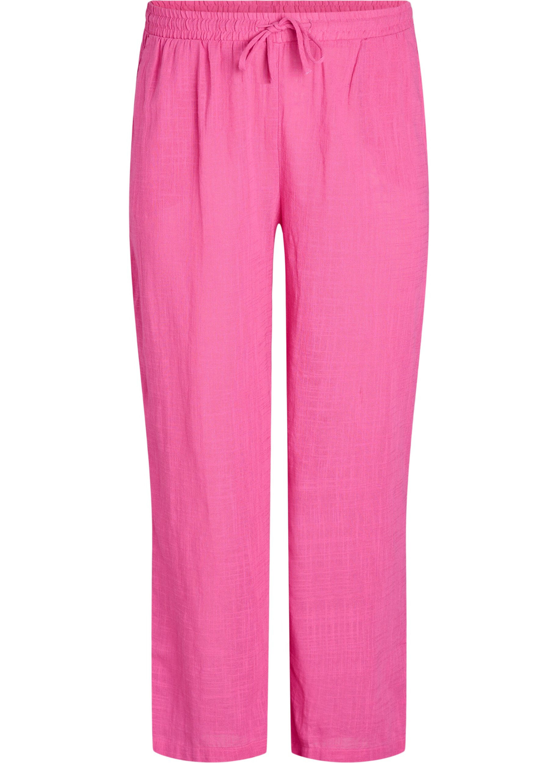 Zizzifashion FLASH - Straight fit trousers with high waist, Pink, Packshot image number 0