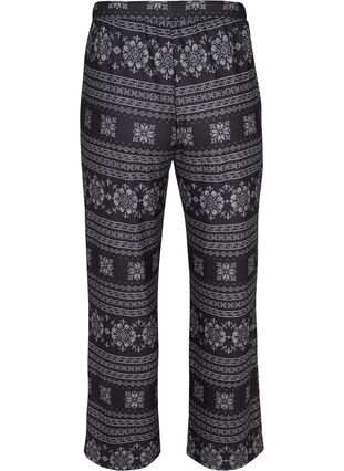 Patterned pyjama trousers with drawstrings, Black AOP, Packshot image number 1