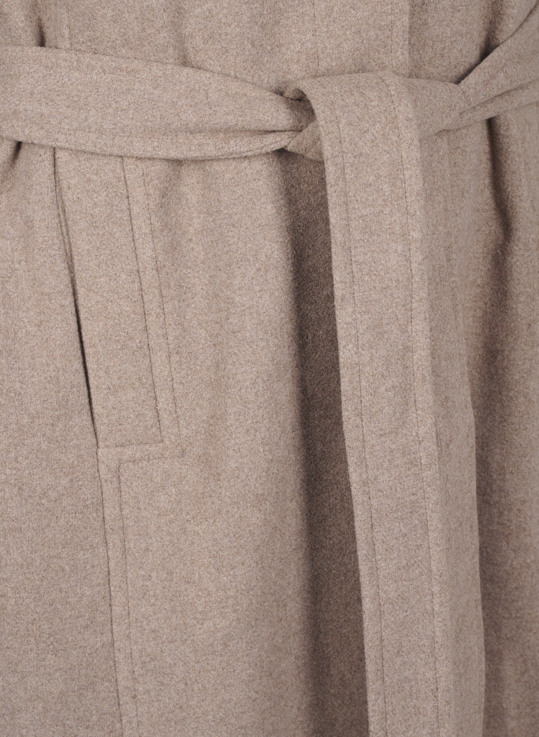 Zizzifashion Long wool coat with belt, Moon Rock Mel. , Packshot image number 2