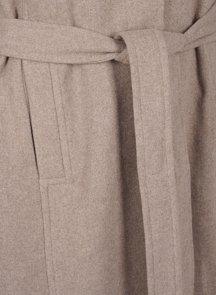 Long wool coat with belt, Moon Rock Mel. , Packshot image number 2