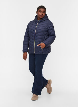 Quilted lightweight jacket with hood and pockets, Navy Blazer as SMS, Model image number 2