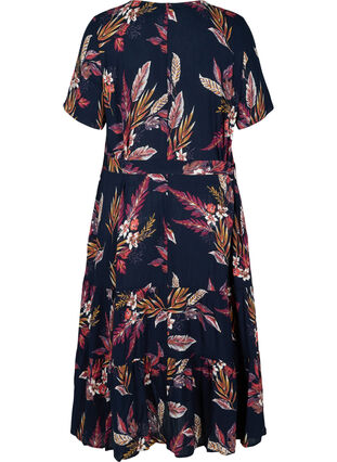 Short-sleeved midi dress in viscose, Indian Summer Flower, Packshot image number 1