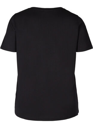 Cotton t-shirt with a gold-coloured print, Black, Packshot image number 1