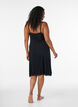 Viscose nightgown with lace and slits, Black, Model image number 1